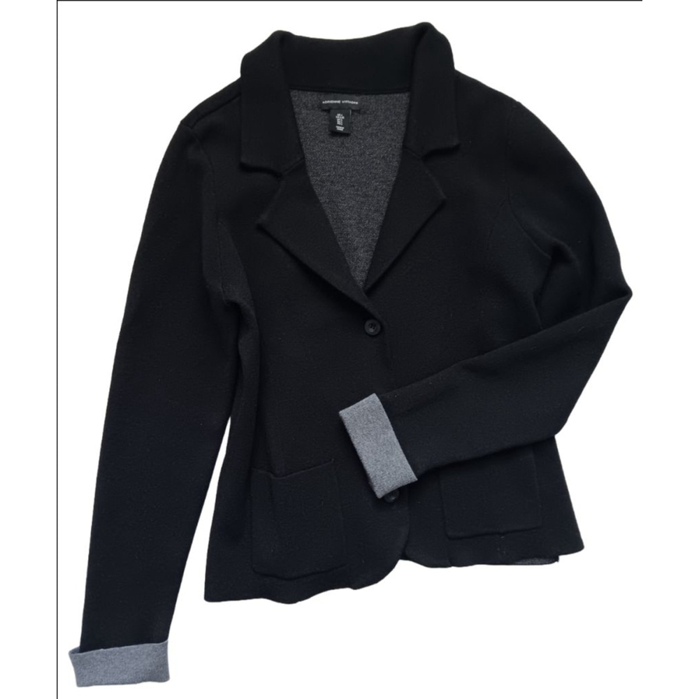 Women's Adrienne Vittadini Blazer Size L Black Gray